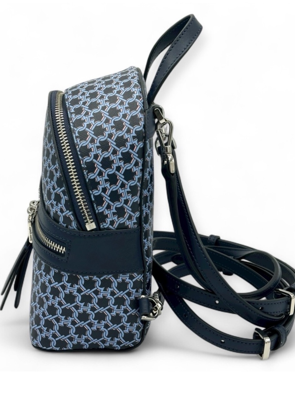 kate spade Navy & White Mini Jacquard Backpack Crossbody - Picture 4 of 4